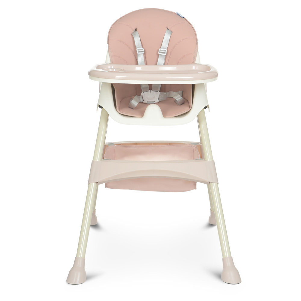 Дитячий стільчик для годування M 4136-2 PINK, складний, екошкіра, 5-точкові ремені безпеки