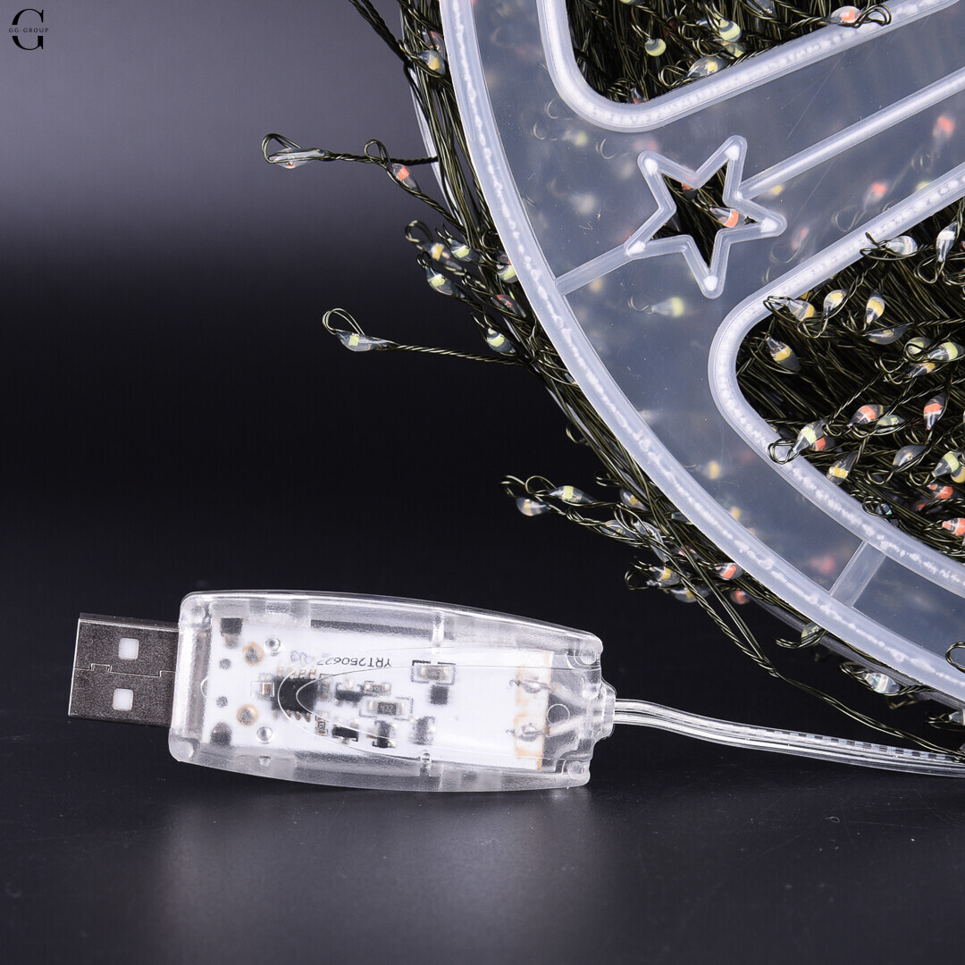 Гірлянда Роса Мішура 100м 3000 LED на зеленому мідному дроті з пультом IP44/IP20 USB
