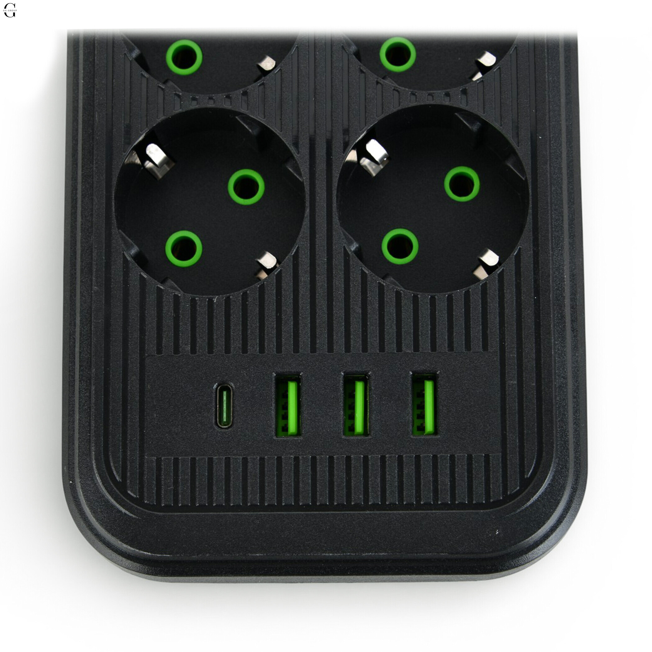 Підовжувач мережевий ТК-5 F06u 3м 6 розеток + 3USB + 1 Type-C, 2500Вт, чорний, із захистом та кріпленням