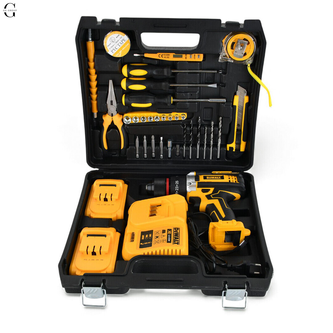 Шуруповерт ударный DeWALT 21V + 2 АКБ 2Ah + Металлический патрон