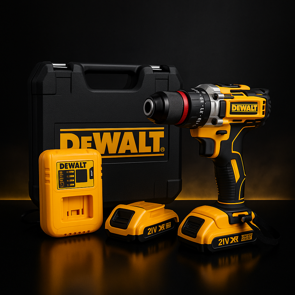 Шуруповерт ударный DeWALT 21V + 2 АКБ 2Ah + Металлический патрон