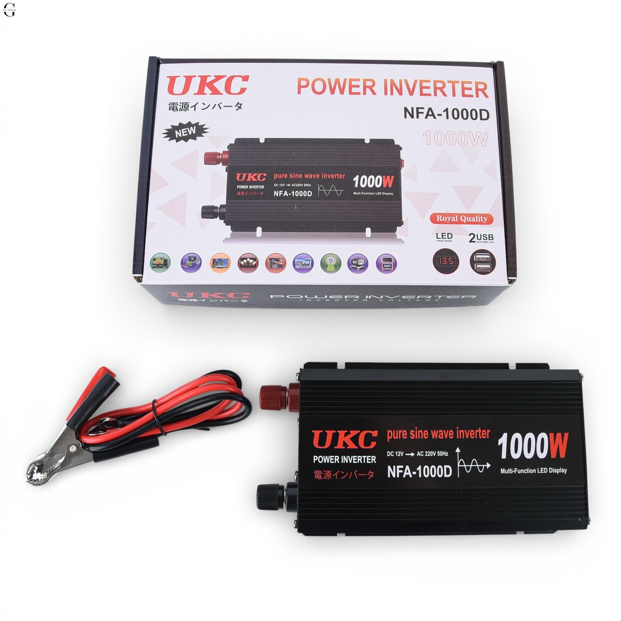 Инвертор напряжения UKC NFA-1000D 1000W (чистая синусоида) 12V → 220V