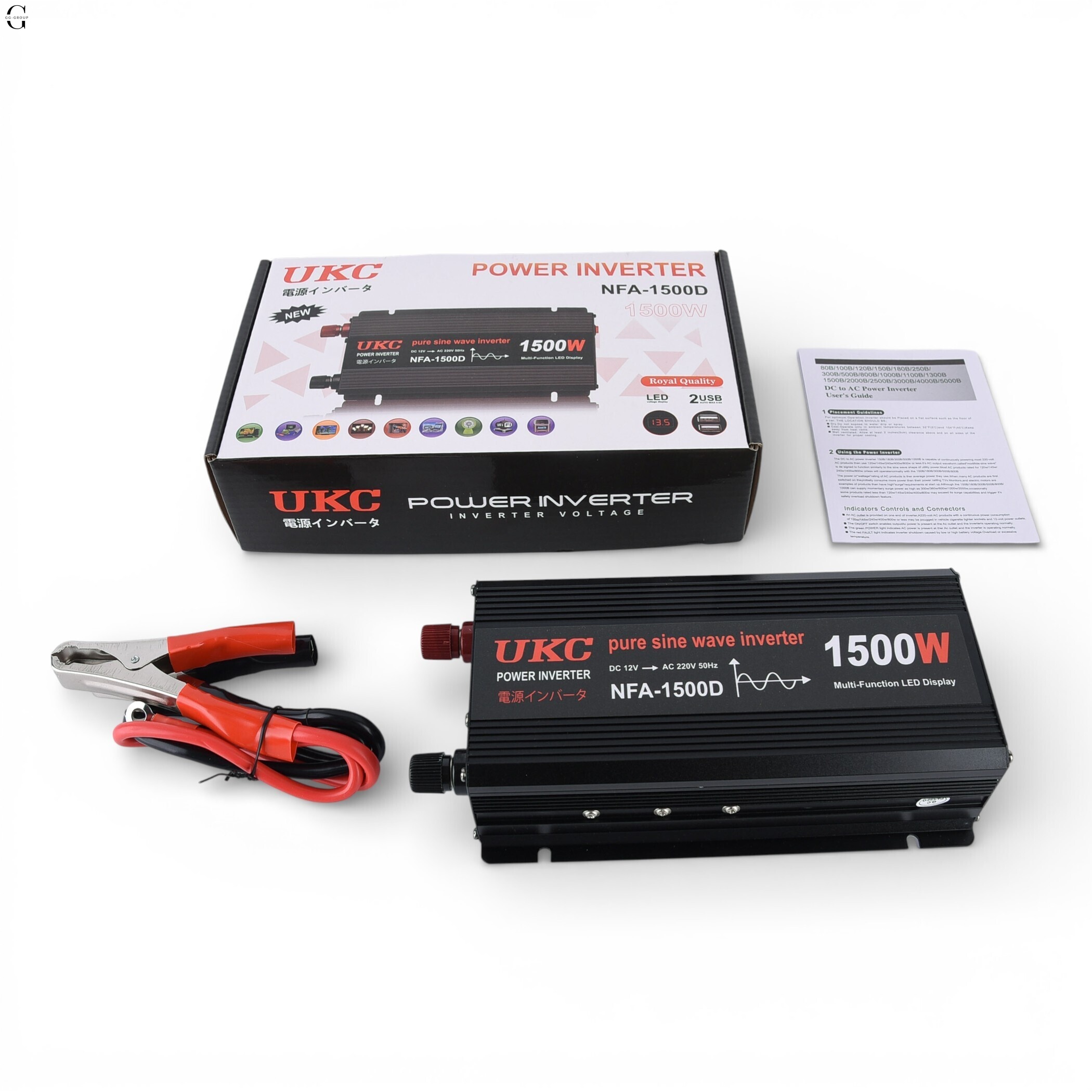 Инвертор напряжения UKC NFA-1500D 1500W (чистая синусоида) 12V → 220V