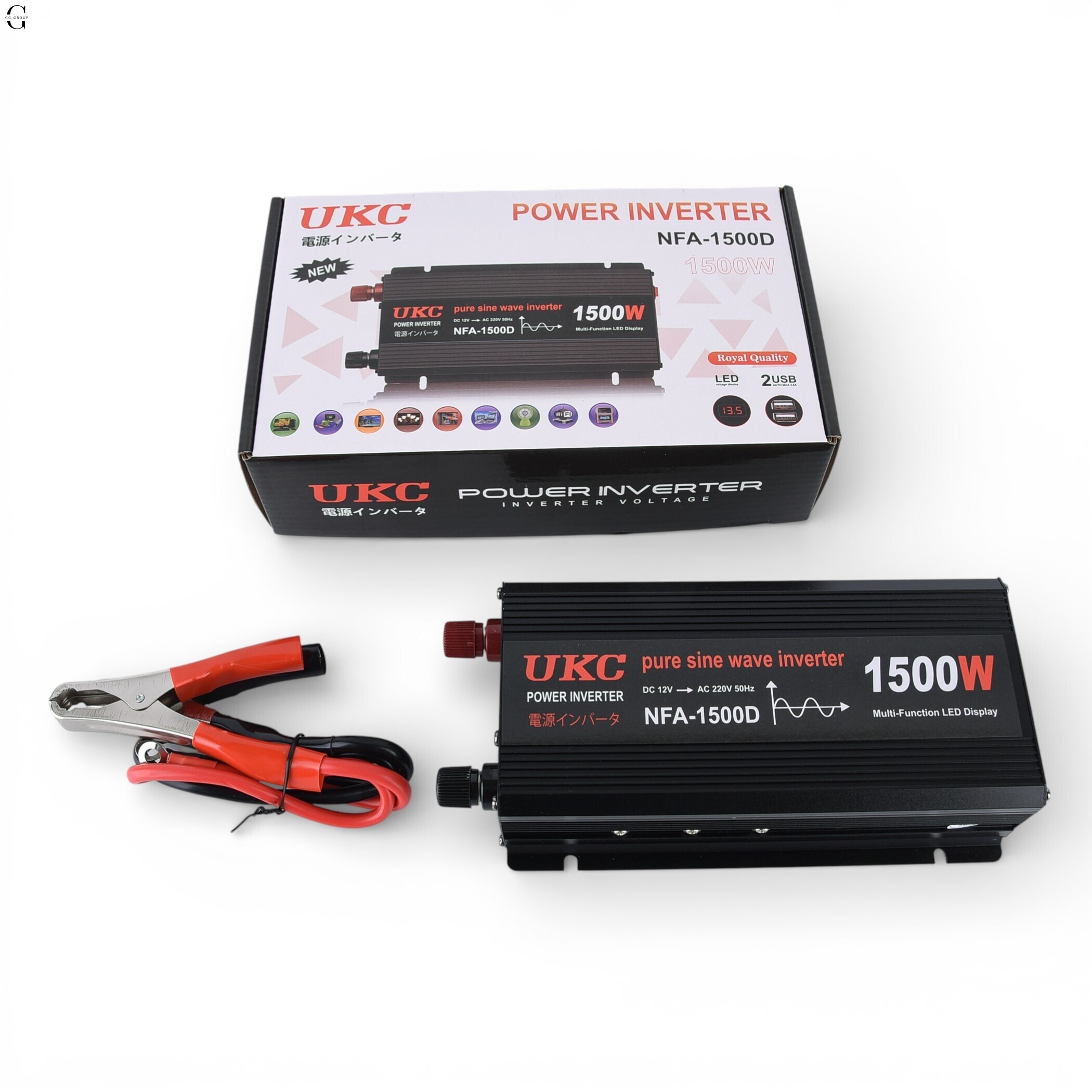 Инвертор напряжения UKC NFA-1500D 1500W (чистая синусоида) 12V → 220V