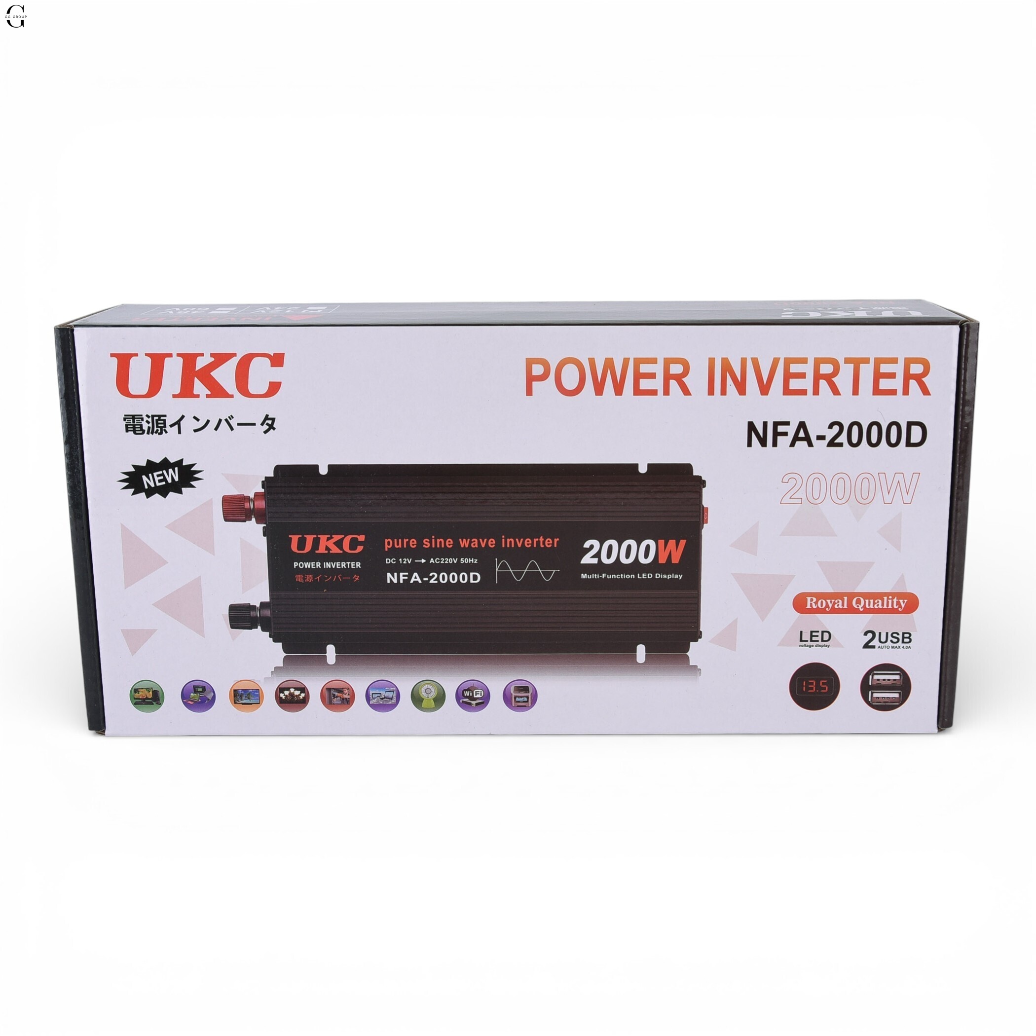 Инвертор напряжения UKC NFA-2000D 2000W (чистая синусоида) 12V → 220V