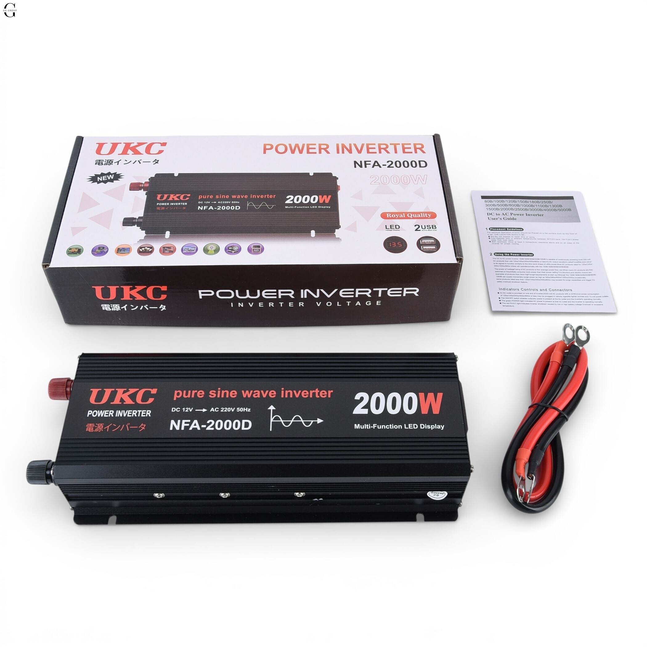 Инвертор напряжения UKC NFA-2000D 2000W (чистая синусоида) 12V → 220V