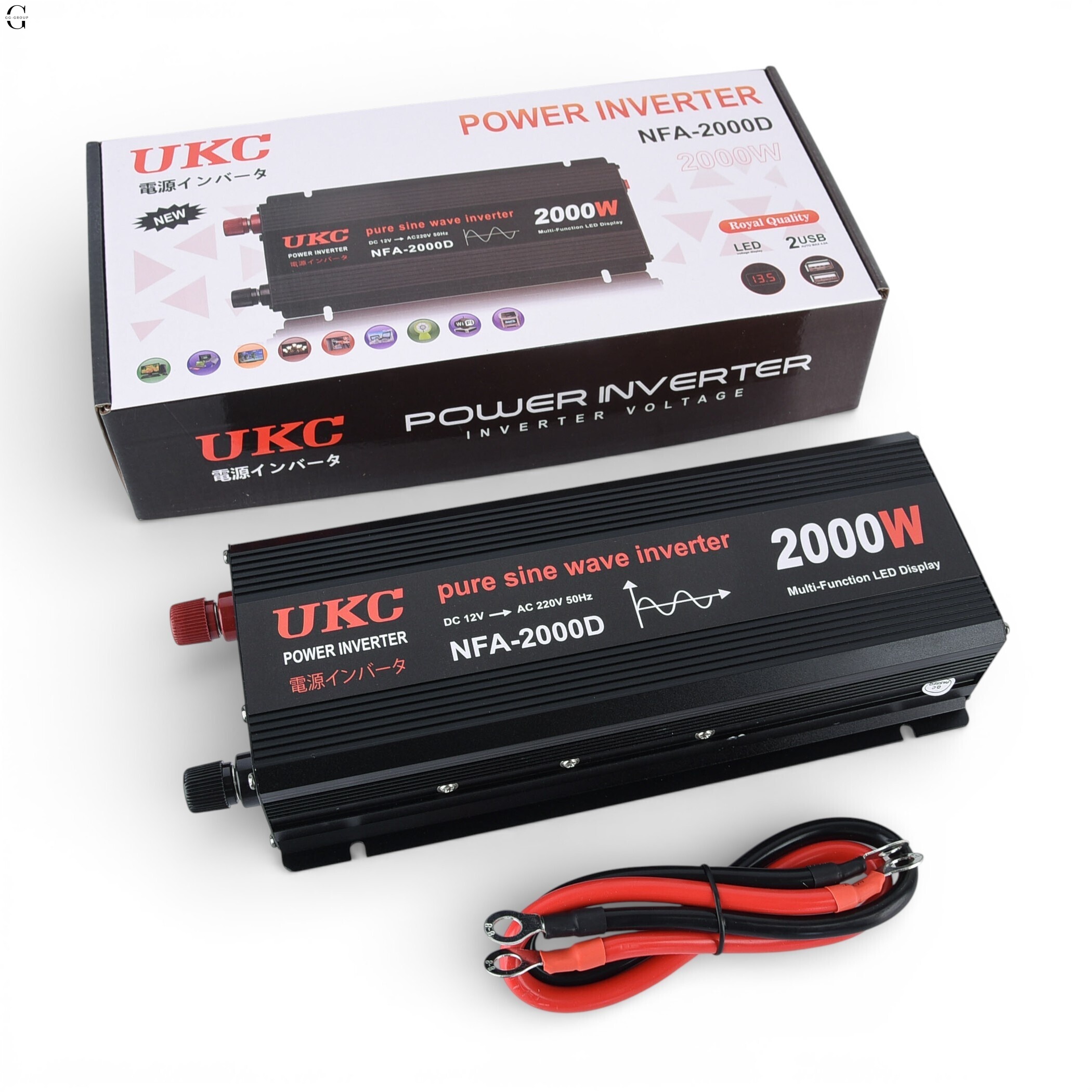 Инвертор напряжения UKC NFA-2000D 2000W (чистая синусоида) 12V → 220V