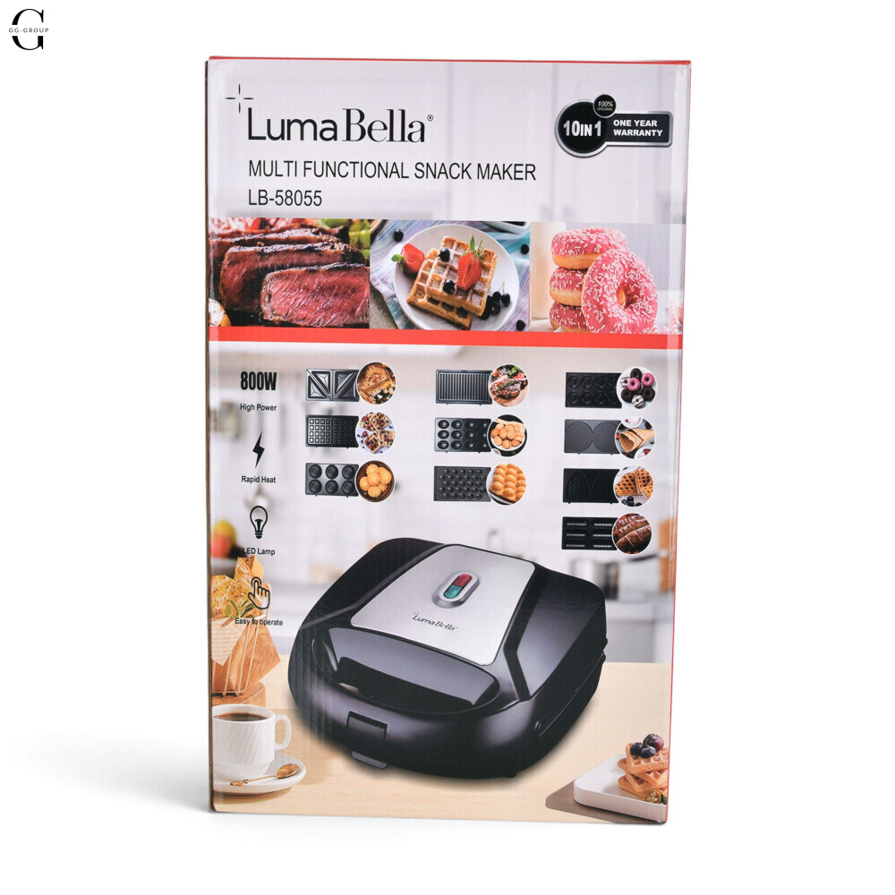 Мультипекар LumaBella LB-58055 10 в 1 зі змінними пластинами 800 Вт