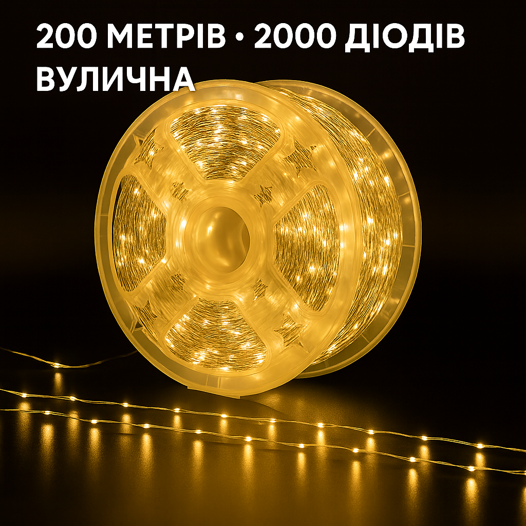 Гірлянда «РОСА 200 метрів тепла» — 2000 LED, Світло, MiniLED / High-Brightness
