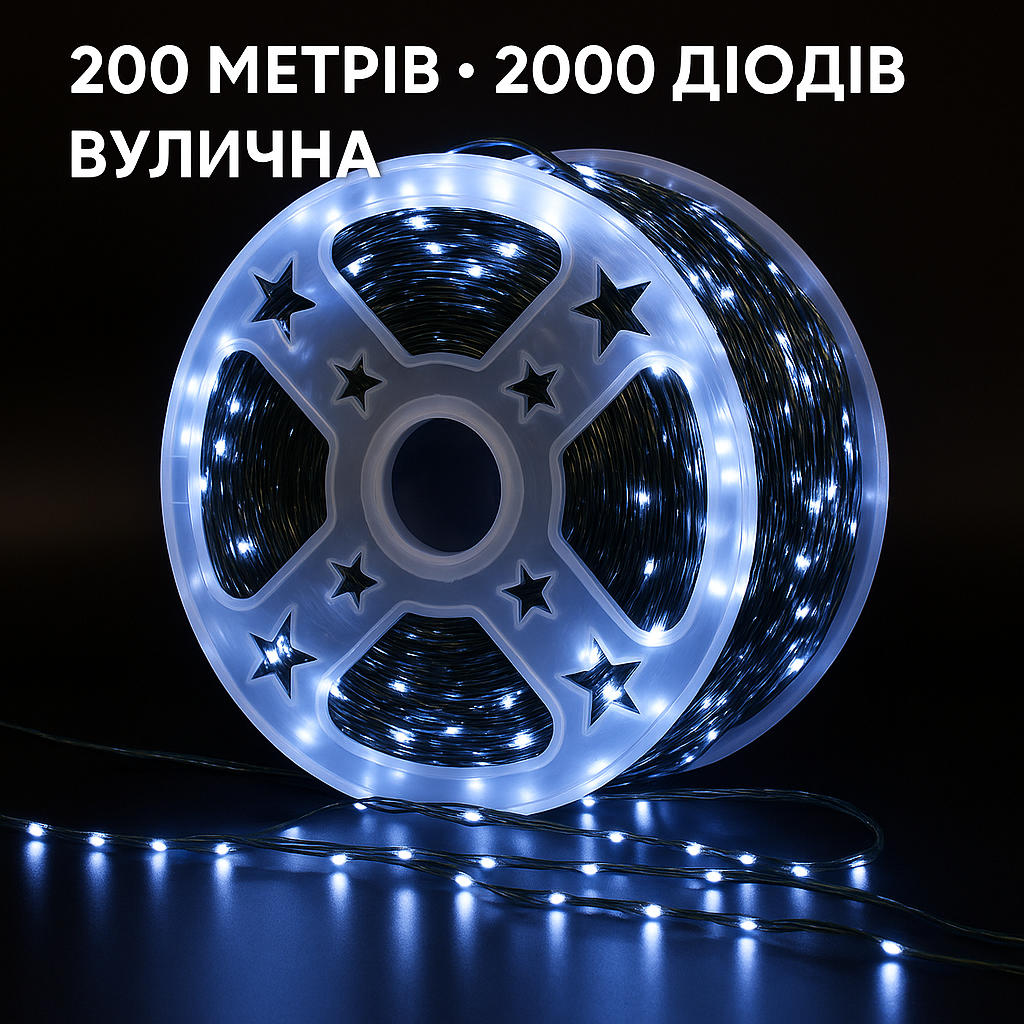 Гірлянда «РОСА 200 метрів біла» — 2000 LED, Світло, MiniLED / High-Brightness