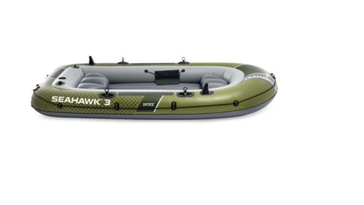 Трёхместная надувная лодка Intex Seahawk 3 с насосом и вёслами для рыбалки и отдыха**