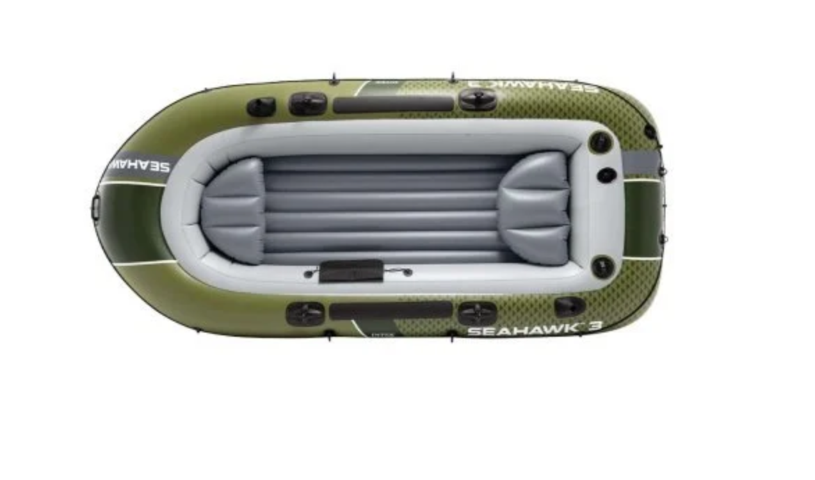 Трёхместная надувная лодка Intex Seahawk 3 с насосом и вёслами для рыбалки и отдыха**