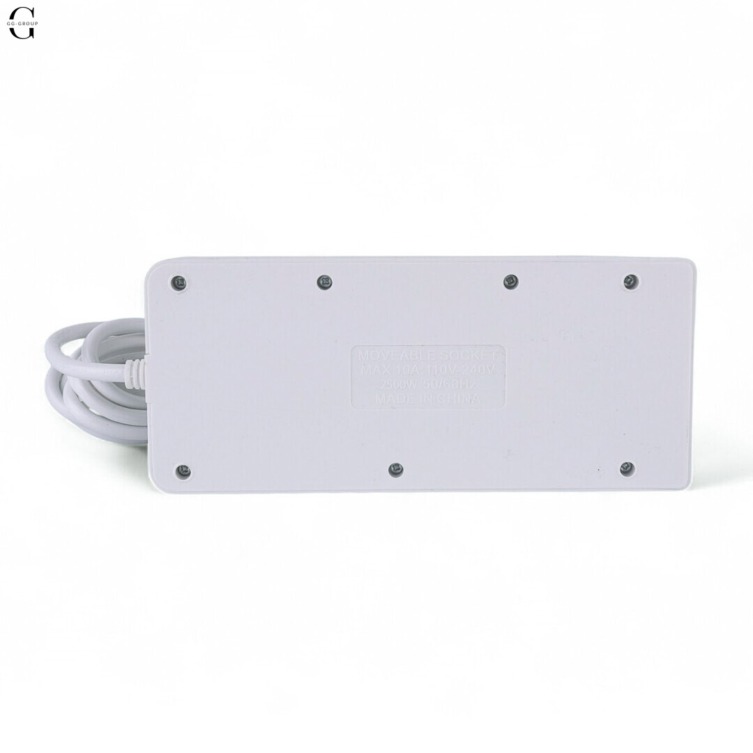 Сітковий фільтр Подовжувач USB з бездротовою зарядкою Тк-17 (3×220В+4×USB+1×Type-C), Білий, 3 м
