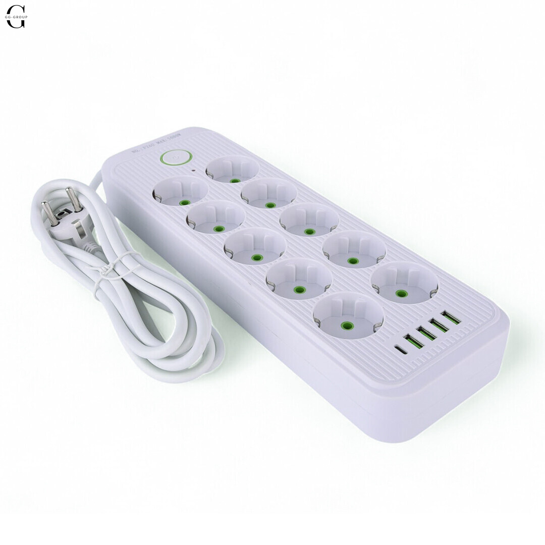 Сетевой фильтр Удлинитель USB ТК-15 (10×220В+4×USB+1×Type-C), F26u, Белый, 5 м