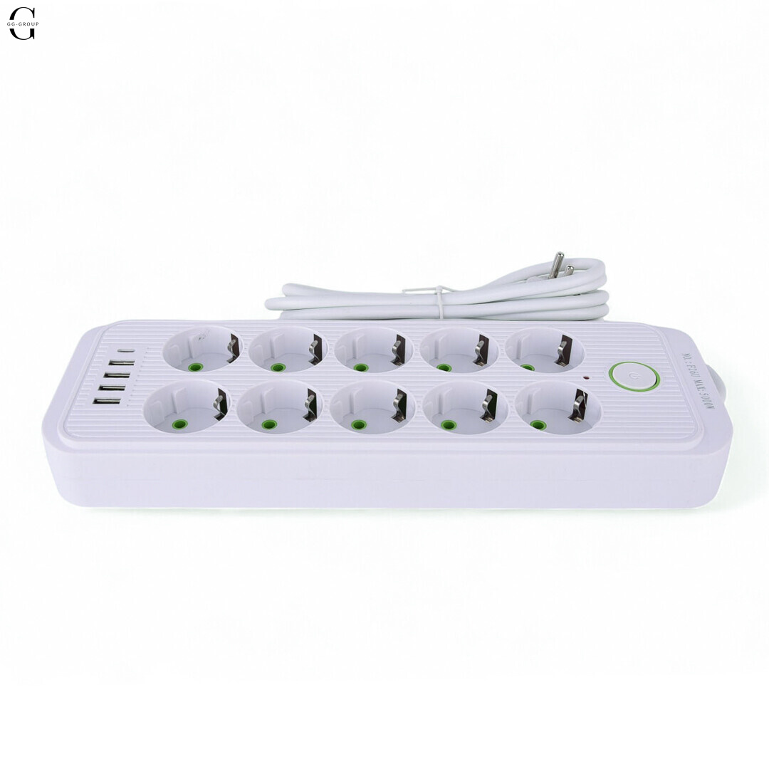 Сетевой фильтр Удлинитель USB ТК-15 (10×220В+4×USB+1×Type-C), F26u, Белый, 5 м