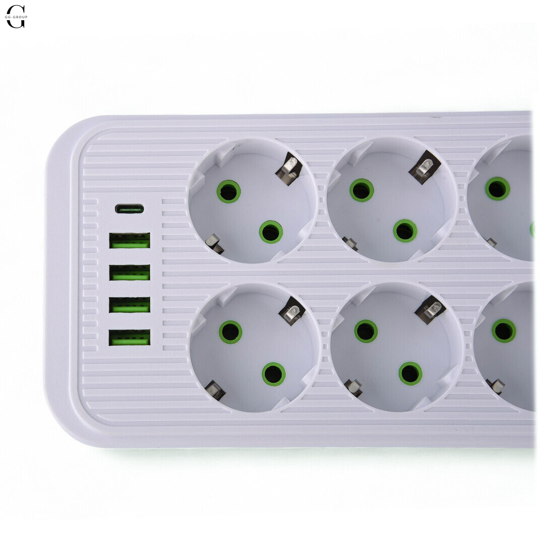 Сетевой фильтр Удлинитель USB ТК-15 (10×220В+4×USB+1×Type-C), F26u, Белый, 5 м