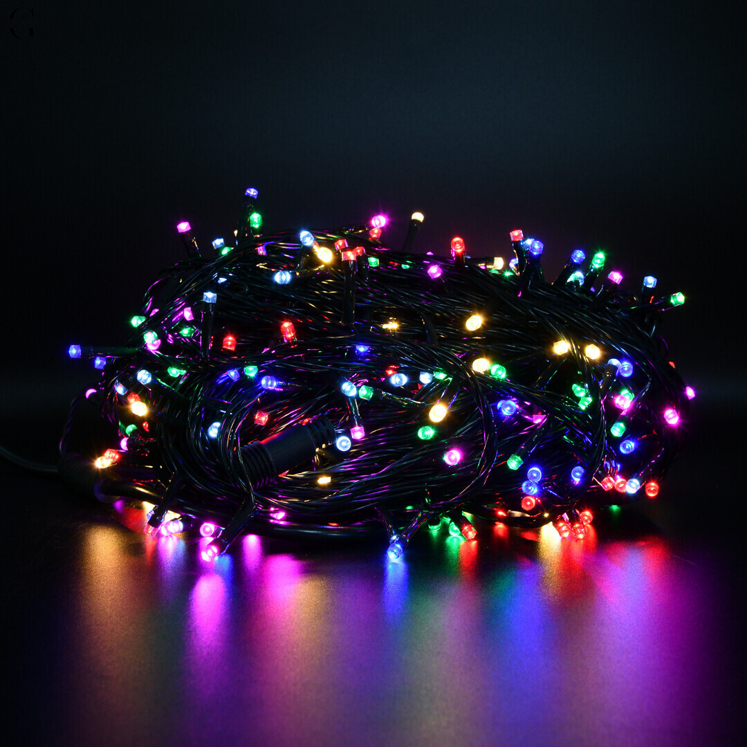 Вулична гірлянда 50 м, 800 LED, мультиколор, 8 режимів, зелений дріт, з’єднувана