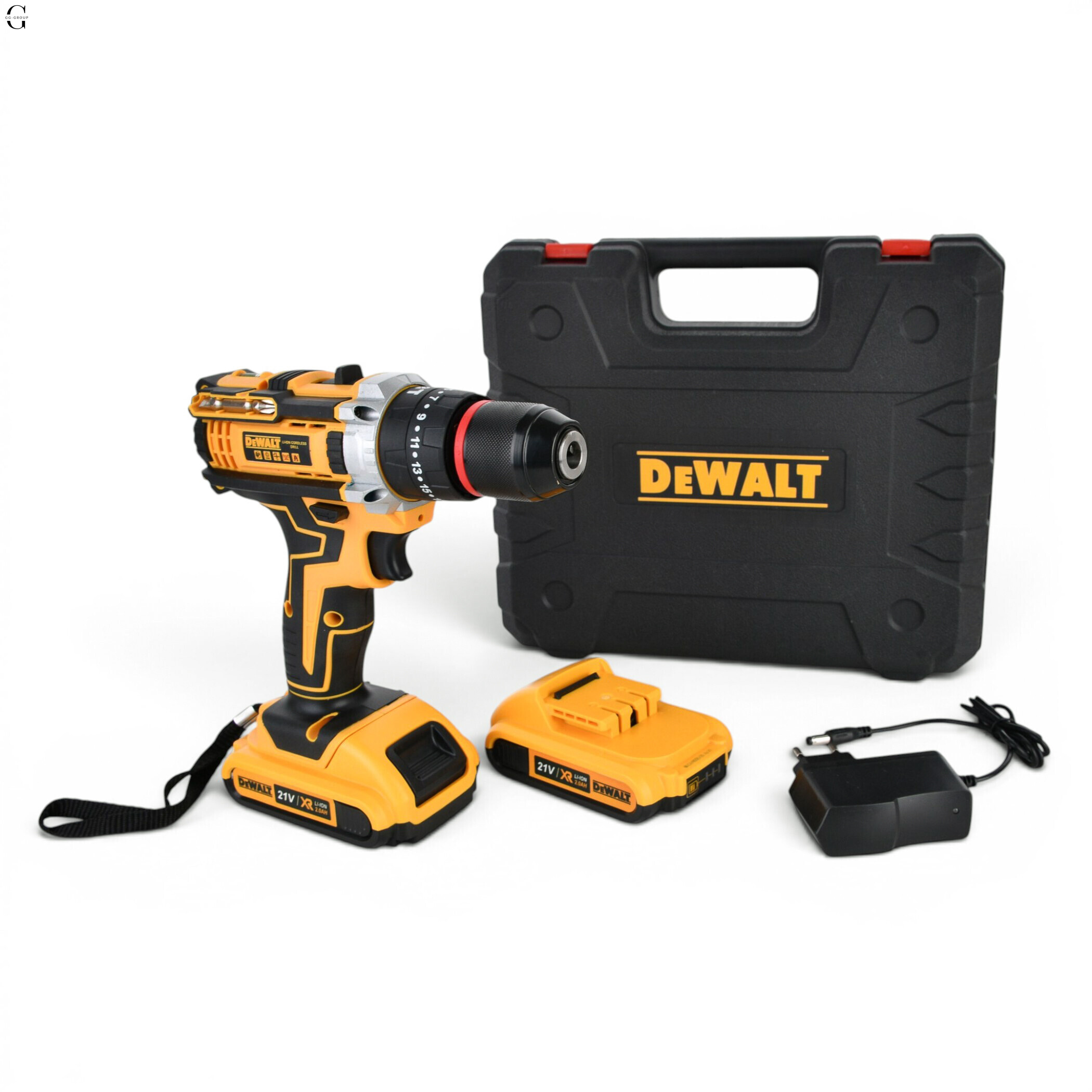 Шуруповерт DeWALT 21V Бесщеточный + 2 АКБ 20Ah + Металлический патрон + Набор инструментов