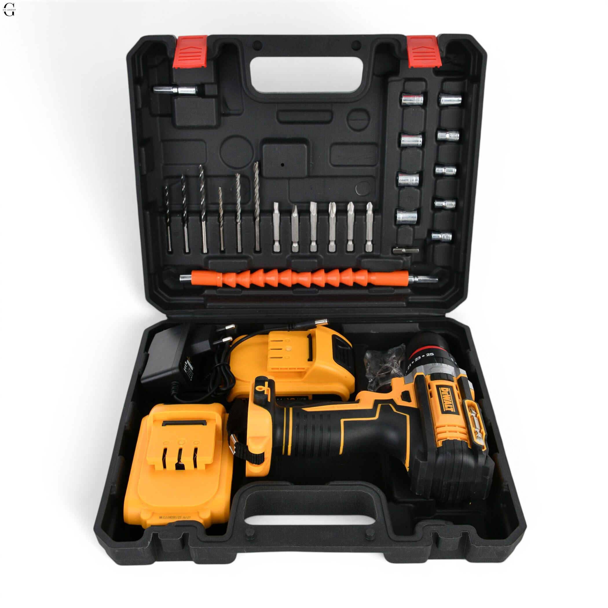 Шуруповерт DeWALT 21V Бесщеточный + 2 АКБ 20Ah + Металлический патрон + Набор инструментов