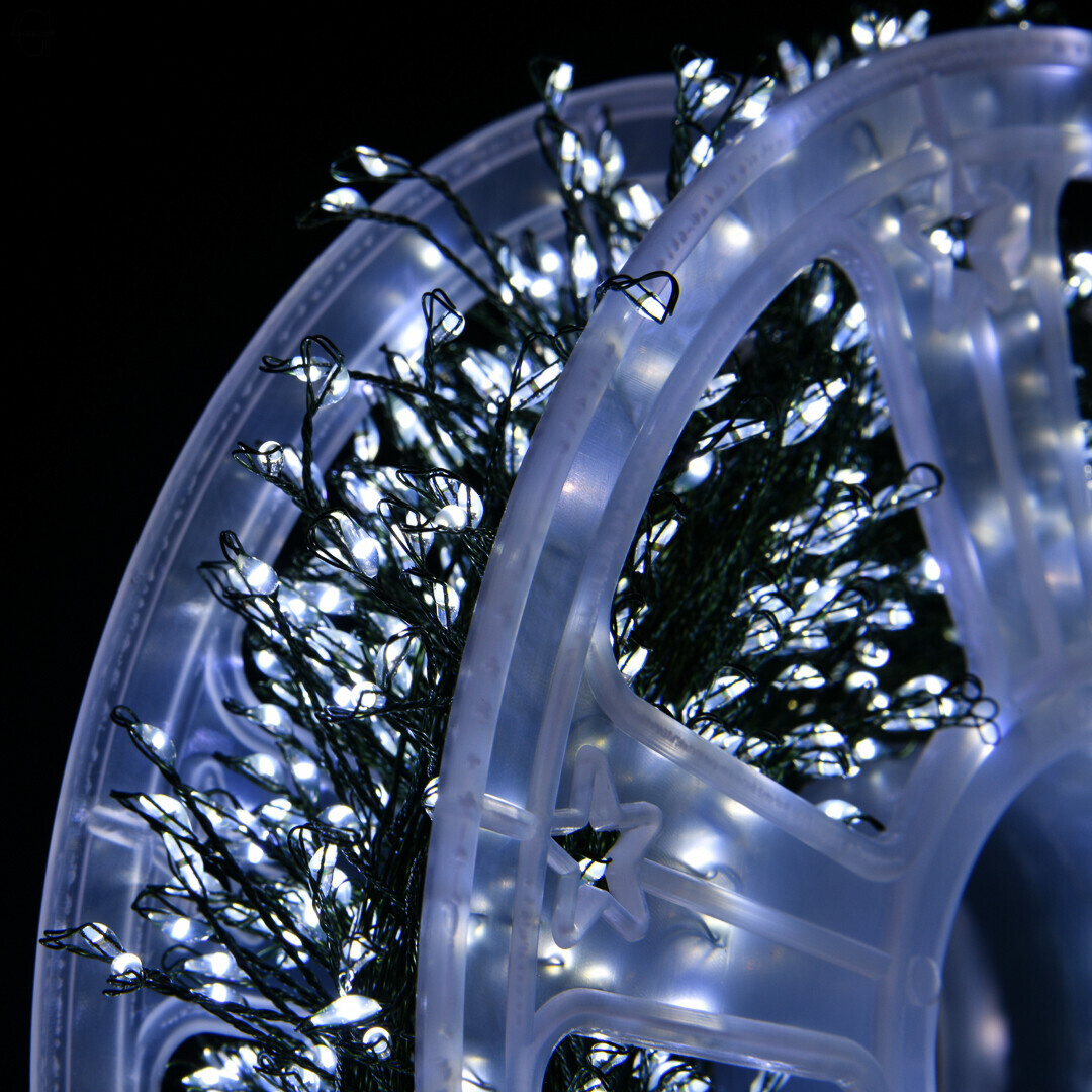 Гірлянда Роса Мішура 100м 3000 LED на зеленому медному дроті з пультом IP44/IP65 вулична