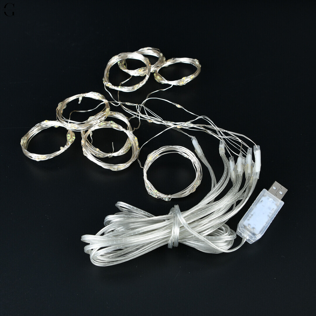 Гирлянда Роса штора 2×2 м 160 LED, USB, пульт, 8 режимов, мультиколор, IP20