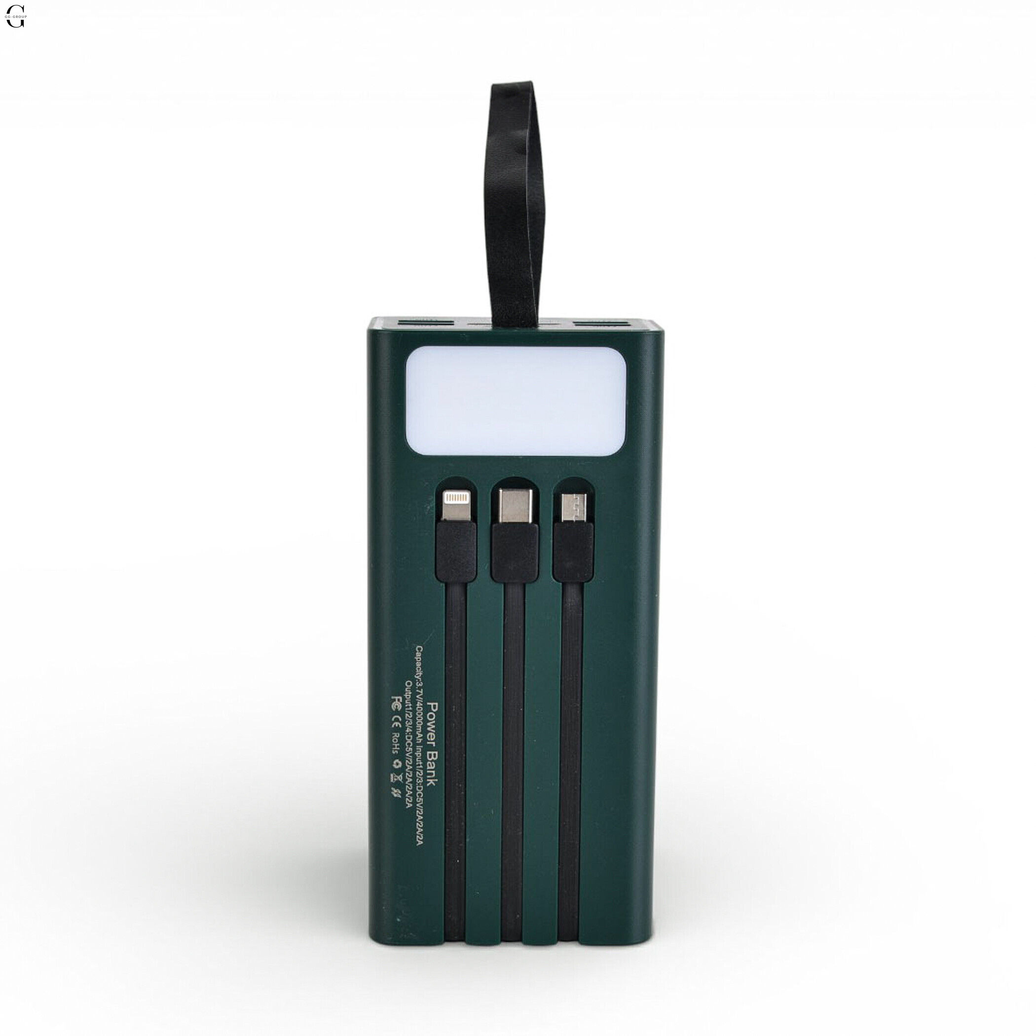 Power bank Повербанк40000 мА·рік з LED-дисплеєм та вбудованими кабелями