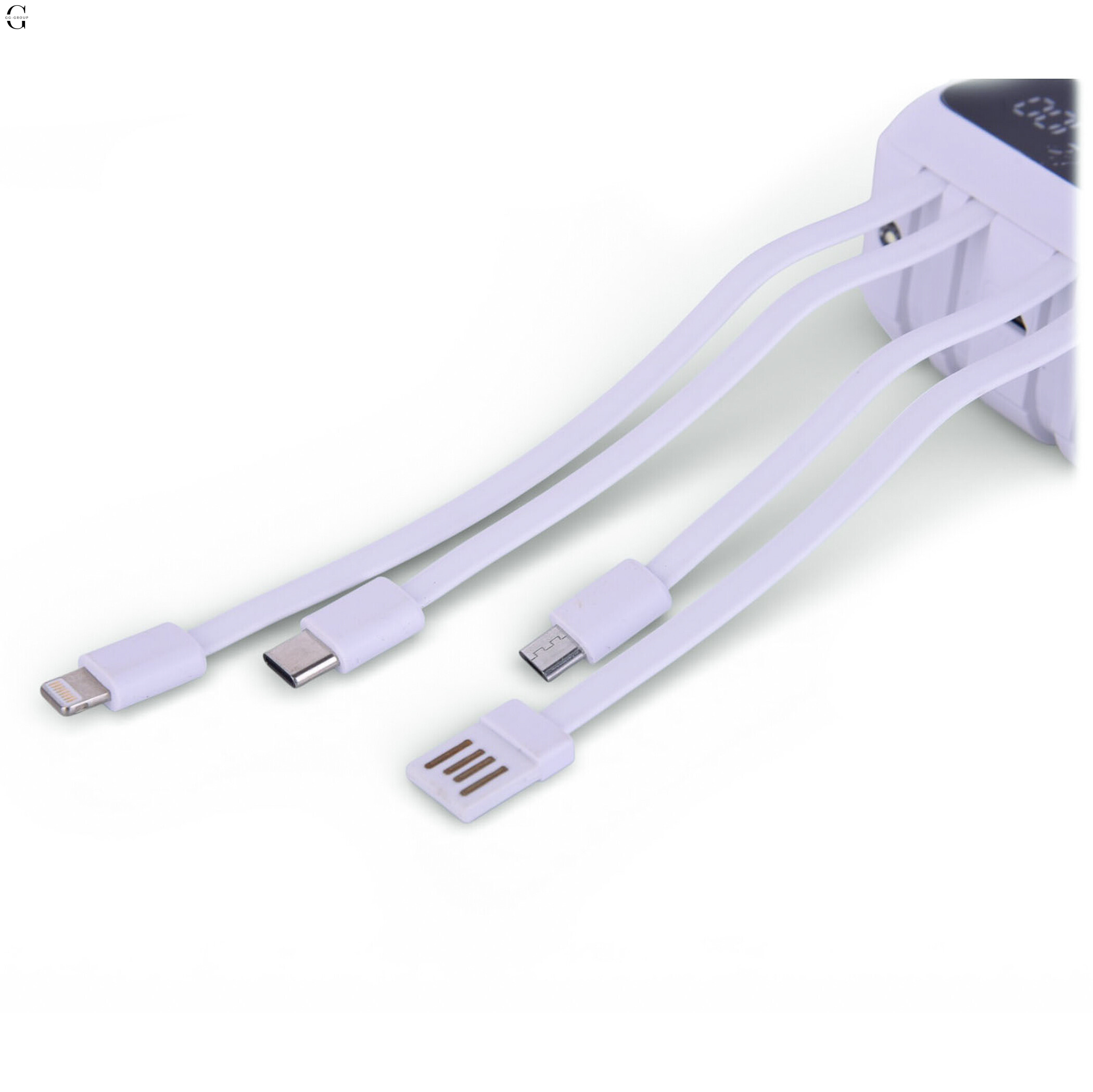 Power bank Повербанк40000 мА·ч с LED-дисплеем и встроенными кабелями Быстрая зарядка