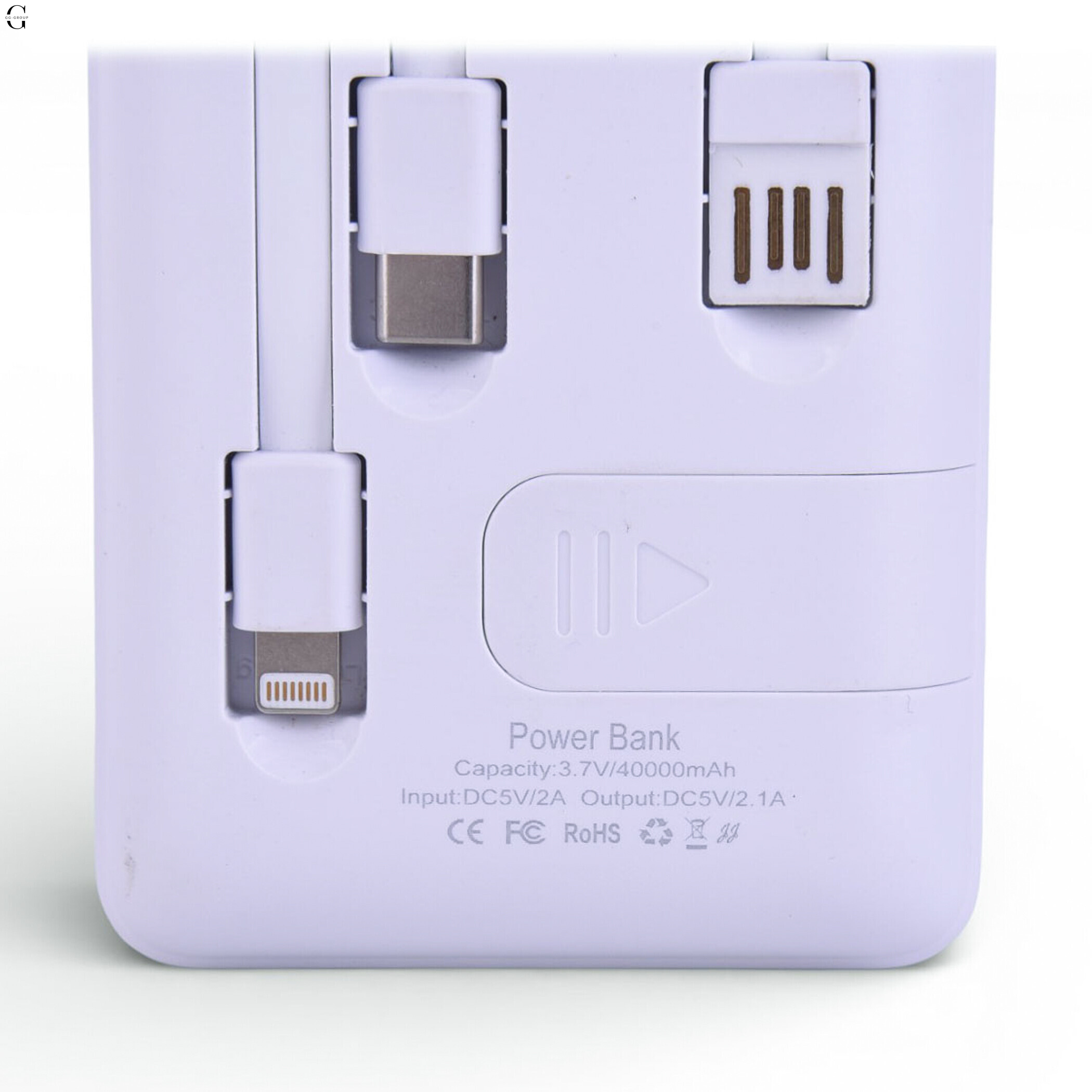 Power bank Повербанк40000 мА·ч с LED-дисплеем и встроенными кабелями Быстрая зарядка