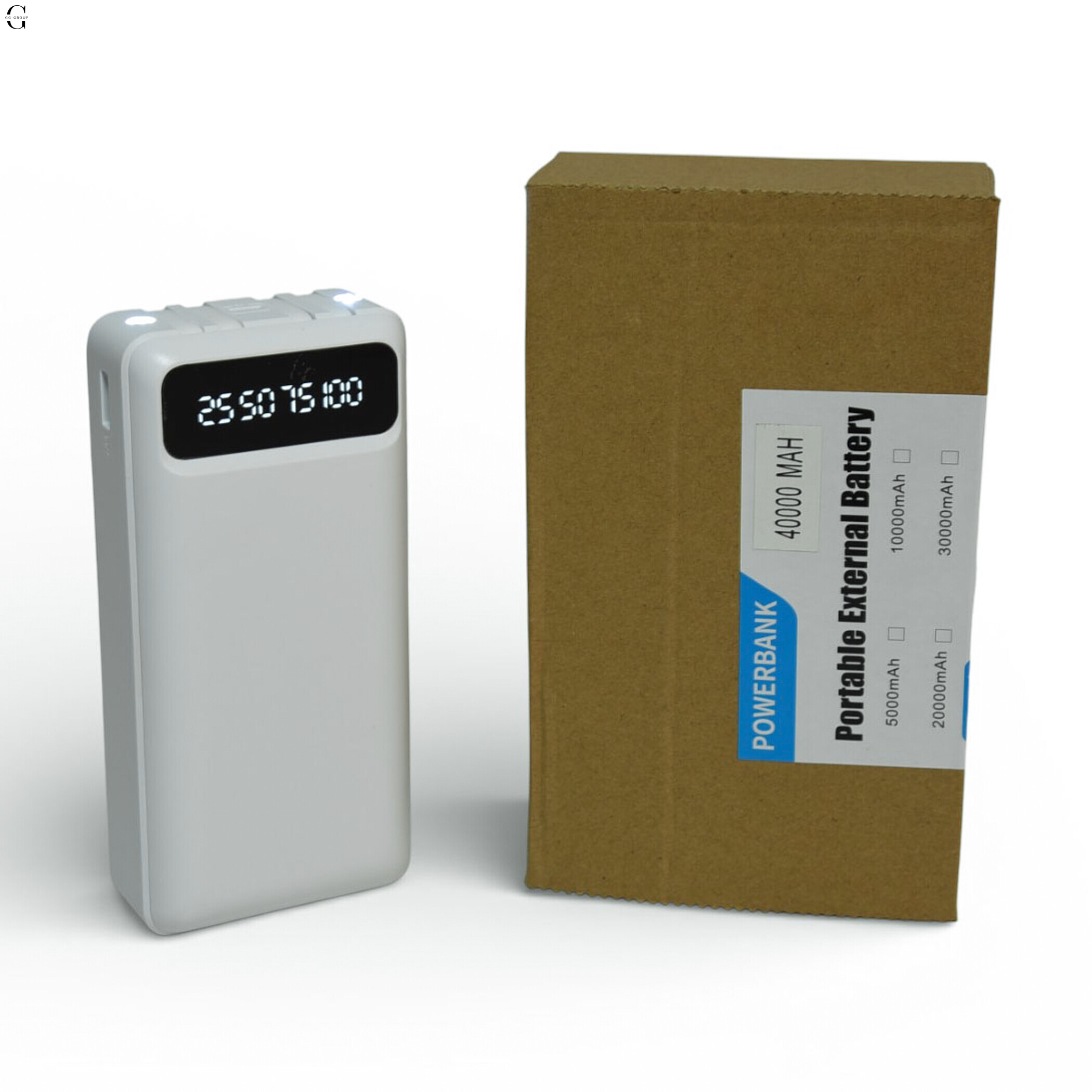 Power bank Повербанк40000 мА·ч с LED-дисплеем и встроенными кабелями Быстрая зарядка