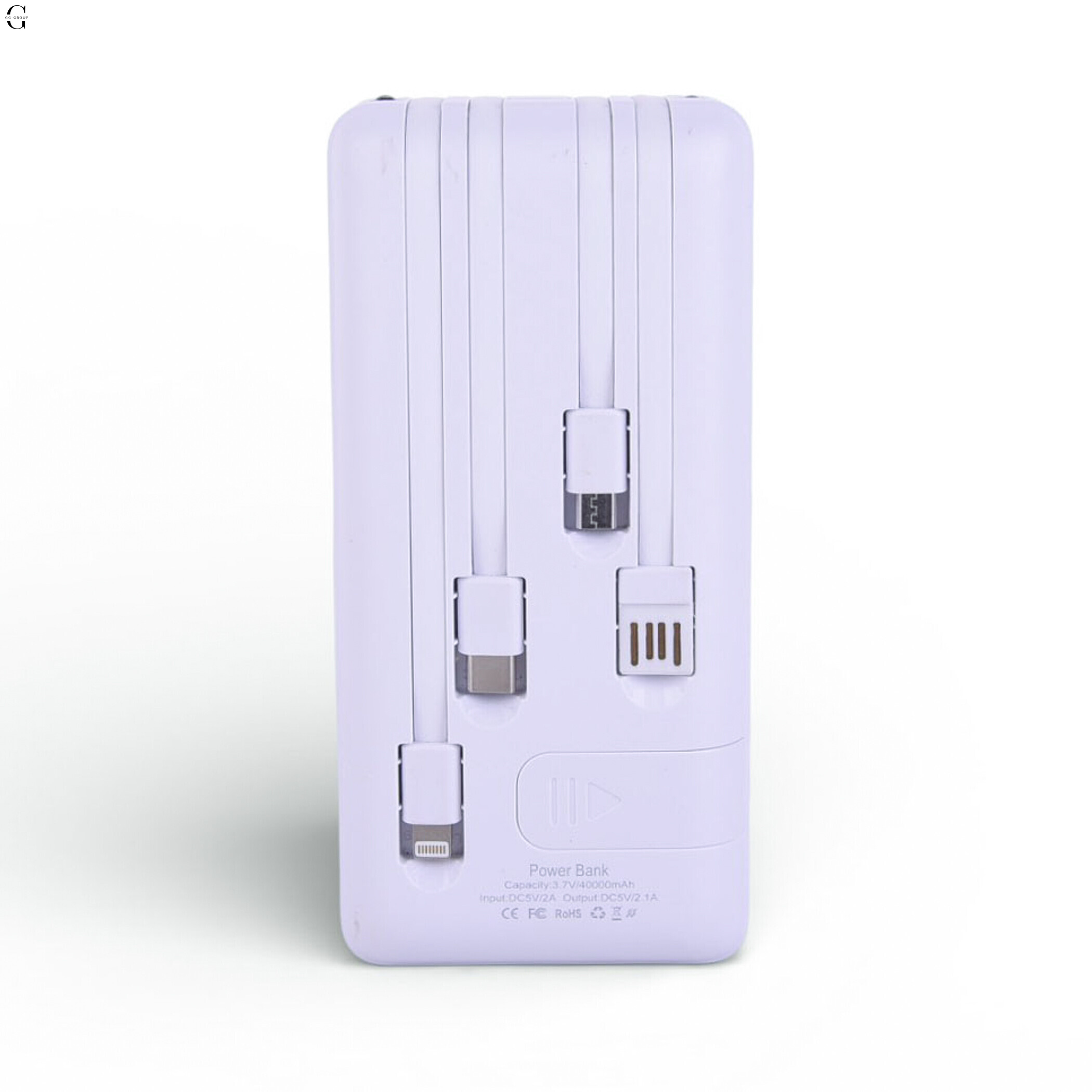Power bank Повербанк40000 мА·ч с LED-дисплеем и встроенными кабелями Быстрая зарядка