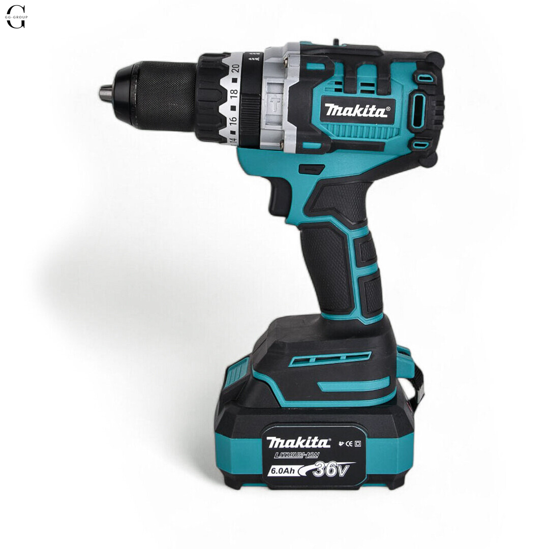 Акумуляторна дриль ударний шуруповерт MAKITA 36v, 150 Нм, 2 АКБ 6Ач, кейс, 16 мм
