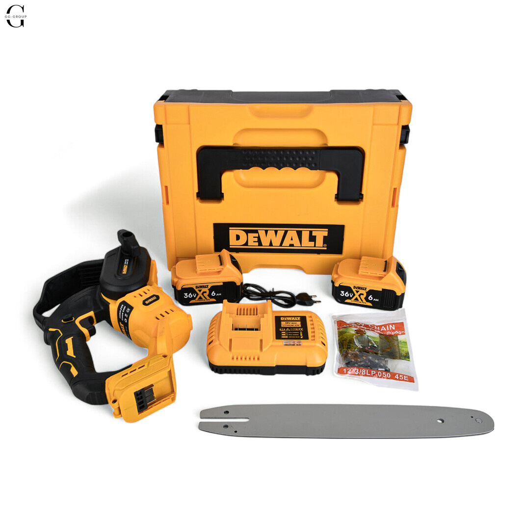 Аккумуляторная цепная пила DeWALT 36V, 6.0 А·ч, бесщеточная, кейс, шина 12 дюймов