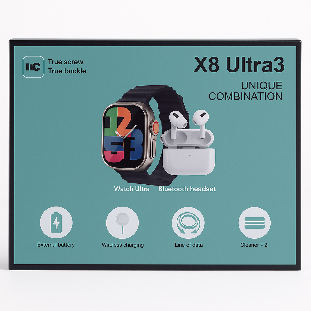 Часы+ 2 ремешка+беспроводная зарядка X8 Watch set AND 5325