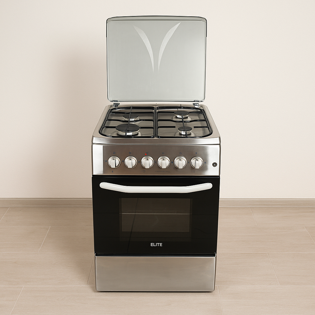 Комбинированная плита ELITE Lux OEG 6631 T IX - 3 газовые конфорки + 1 электро, электрическая духовка, пьезоподжиг