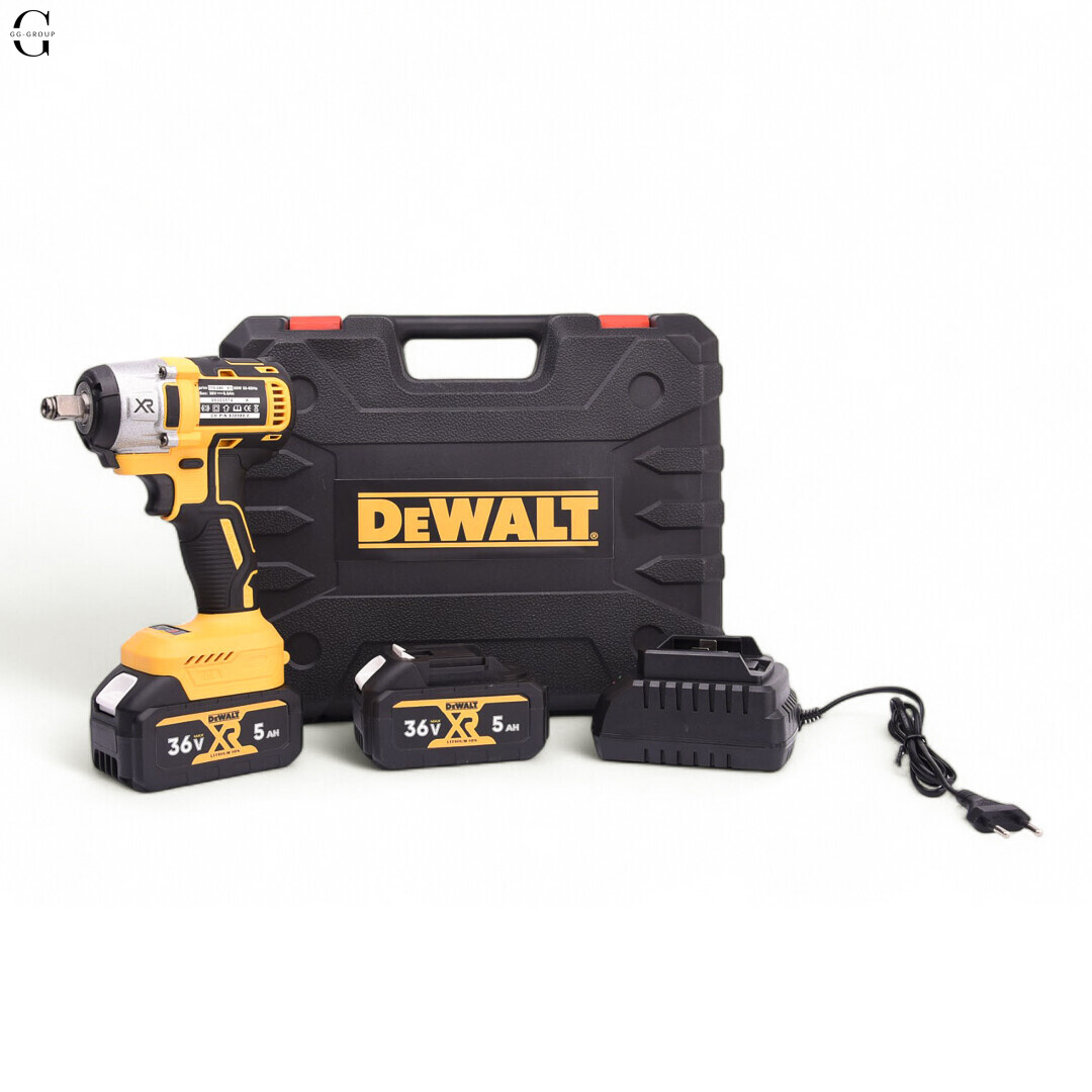 DeWALT гайковерт аккумуляторный 36V бесщеточный с кейсом, 2x5Ah аккумуляторами и набором насадок.
