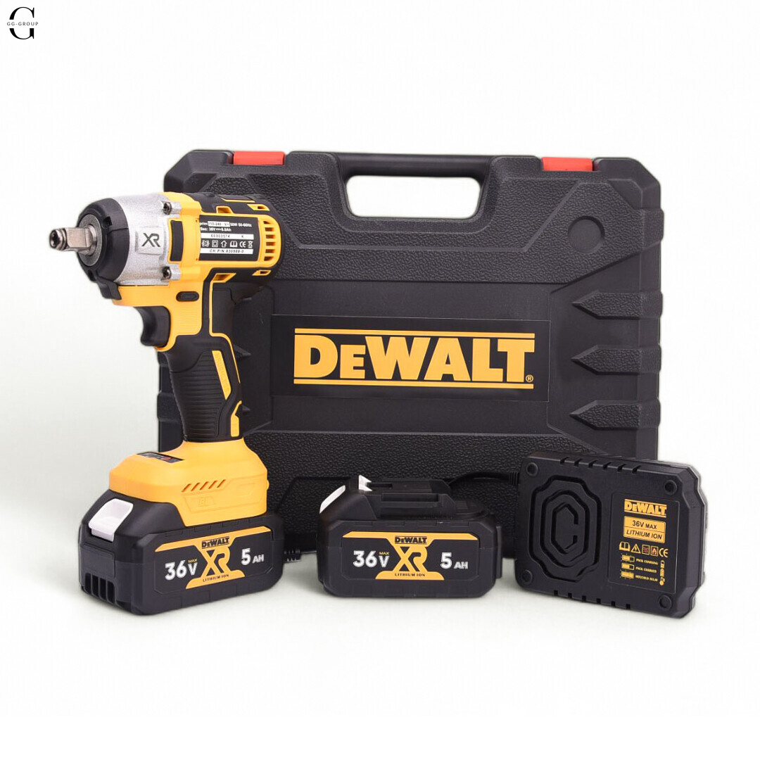 DeWALT гайковерт аккумуляторный 36V бесщеточный с кейсом, 2x5Ah аккумуляторами и набором насадок.