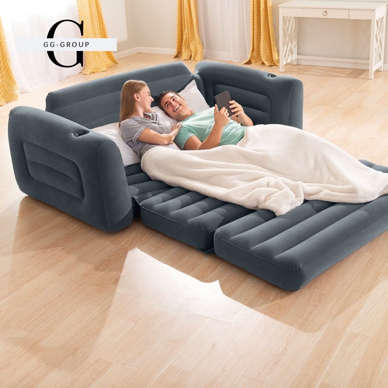 Intex Надувний диван 66552 NP (2) 203х224х66 см, розкладається, підсклянники, в коробці