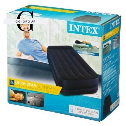 Intex Ліжко велюр 64122 ND(3) з підголовником, вбудований насос 220V, розмір 99X191X42см