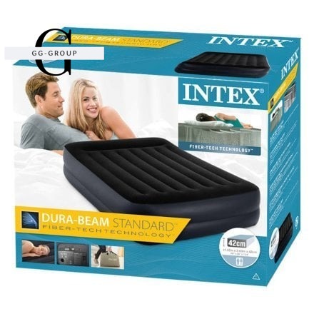 Intex Велюр матрац 64124 ND(2) 152х203х42см, вбудований електронасос, двоспальний