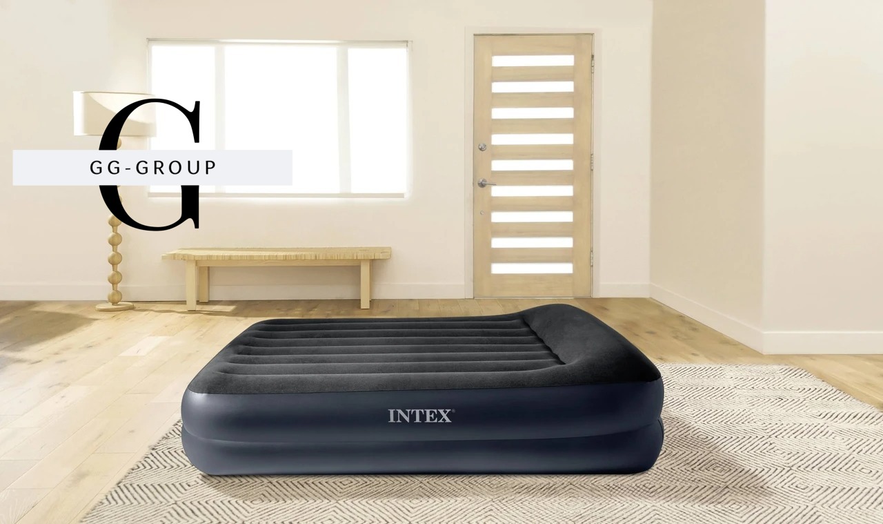 Intex Велюр матрац 64124 ND(2) 152х203х42см, вбудований електронасос, двоспальний