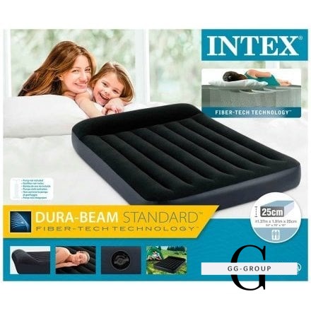 Intex Велюр Ліжко 64142(3) з підголовником + насос у подарунок розмір 191х137х25см