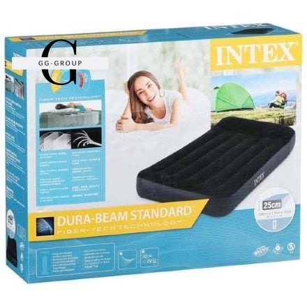 Intex Велюр матрац з підголовником 64146 ND(3) 99х191х25см, з вбудованим насосом 220 V, одномісний, максимальне навантаження 136кг