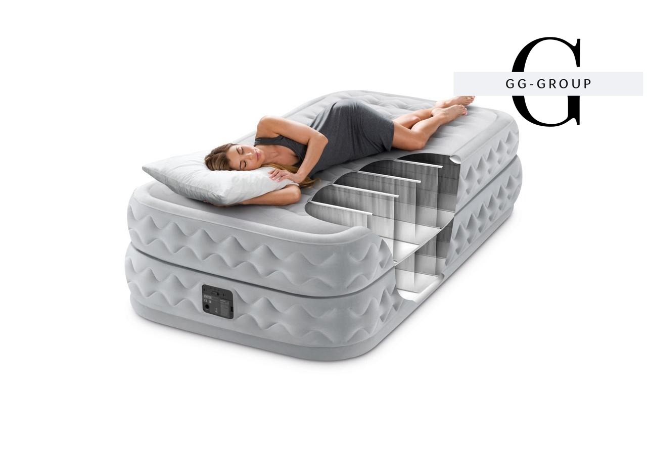 Intex Велюр матрац Twin 64488 ND(1) 99х191х51см, вбудований електронасос, подушка, одномісний