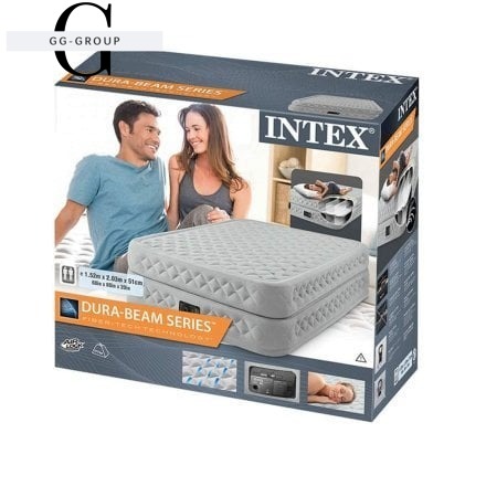 Intex Велюр матрац 64490 ND(1) 152х203х51см, вбудований електронасос, двоспальний