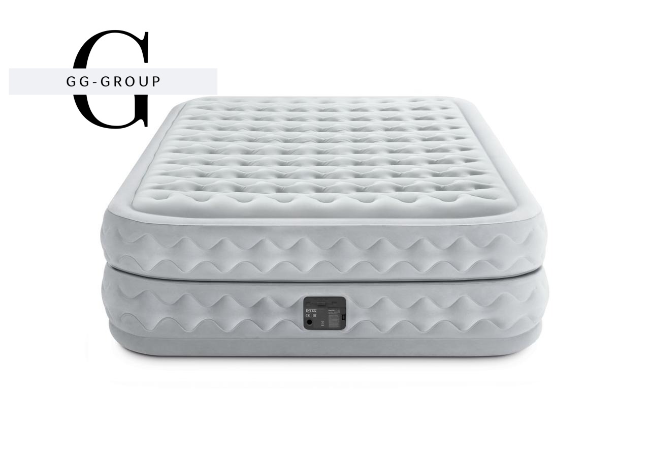 Intex Велюр матрац 64490 ND(1) 152х203х51см, вбудований електронасос, двоспальний