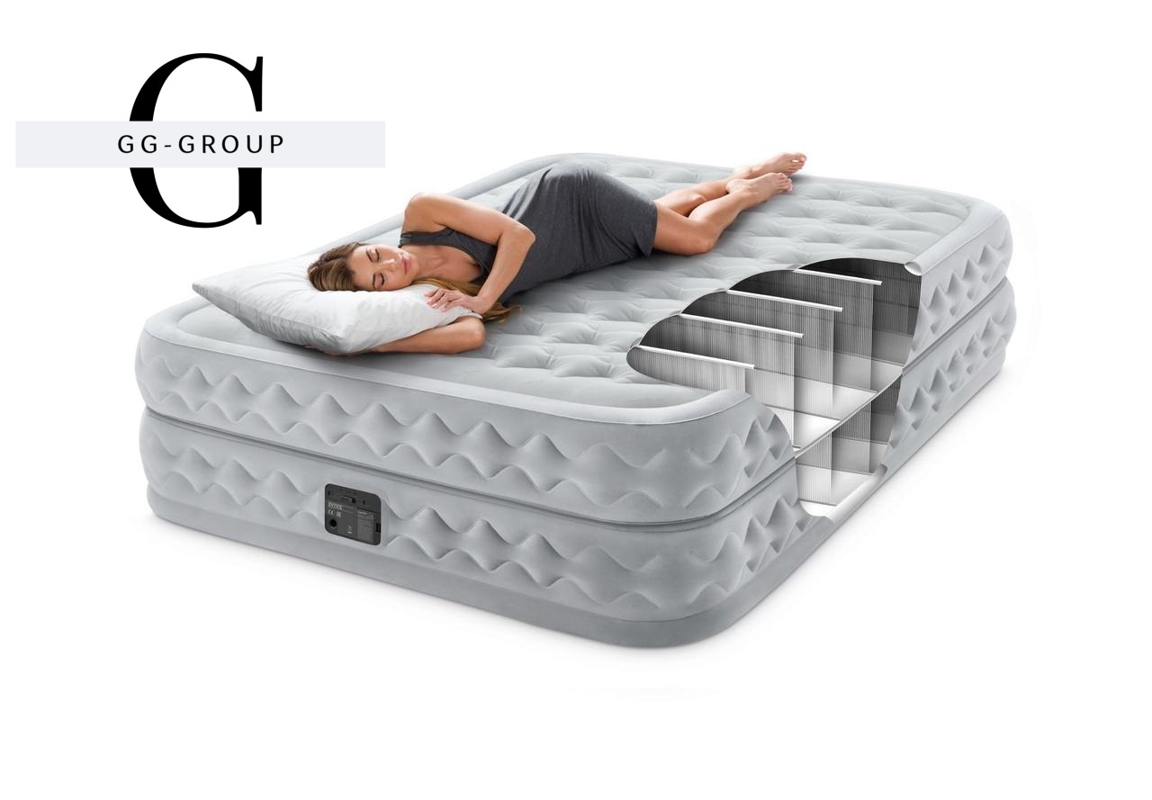 Intex Велюр матрац 64490 ND(1) 152х203х51см, вбудований електронасос, двоспальний