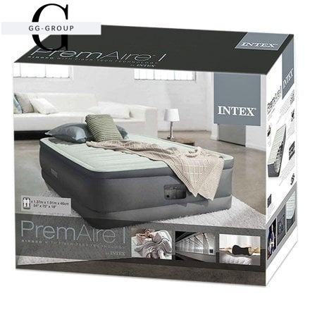 Intex Велюр матрац 64904 ND (2) 137х191х46см, вбудований електронасос, полуторний
