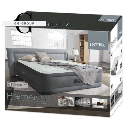 Intex Велюр матрац 64906 ND(2) 152х203х46см, вбудований електронасос, двоспальний