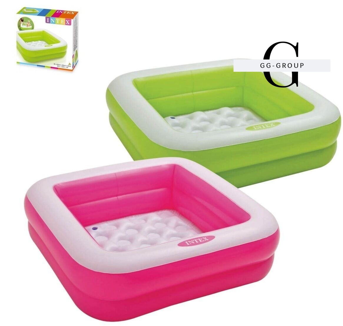 Intex Басейн 57100 NP (6) розміром 85-85-23см, висота борту 18см, об'єм: 60л, від 1-го року салатовий 