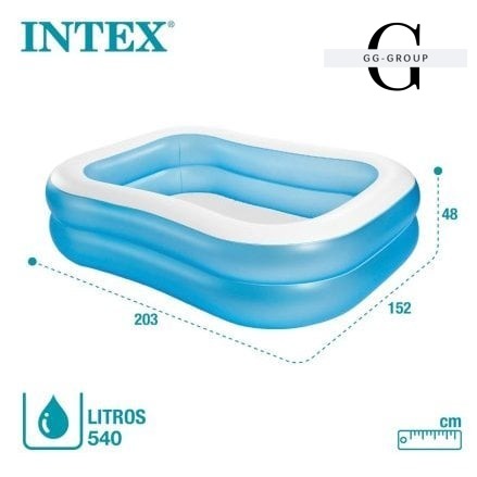 Intex Басейн надувний 57180 NP (3) «Сімейний» 203х152х48см, об'єм = 540л, 3+, вага 3,5 кг